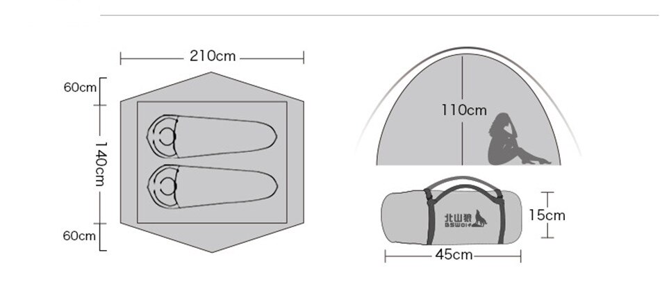 Cheap Goat Tents Outdoor 1 2 Person Camping Tent 210D Oxford Waterproof Double layer Tent Two Door Anti mosquito Breathable Fishing Hiking Tents   